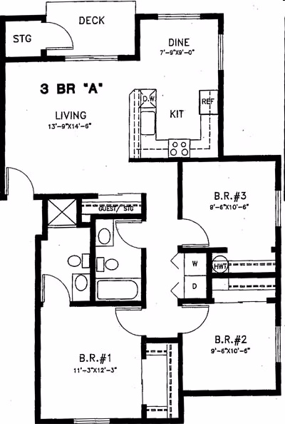 3 Bed 2 Bath C207 floor plan